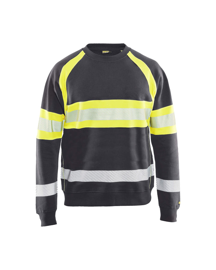 Blaklader 33591158 Work Sweatshirt Hi-Vis Mid Grey/Hi-Vis Yellow Main #colour_mid-grey-hi-vis-yellow