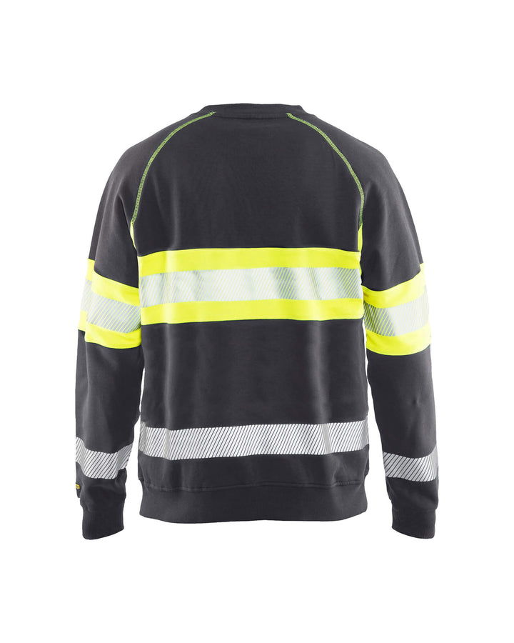 Blaklader 33591158 Work Sweatshirt Hi-Vis Mid Grey/Hi-Vis Yellow Rear #colour_mid-grey-hi-vis-yellow