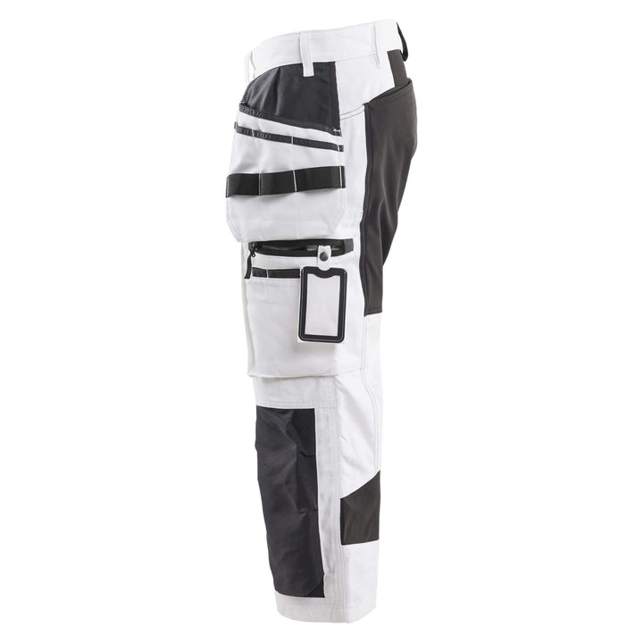 Blaklader X1900 19121310 Painters Stretch Pirate Trousers White/Black Left #colour_white-black
