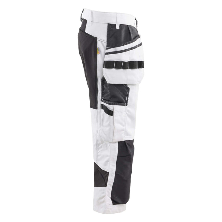 Blaklader X1900 19121310 Painters Stretch Pirate Trousers White/Black Right #colour_white-black