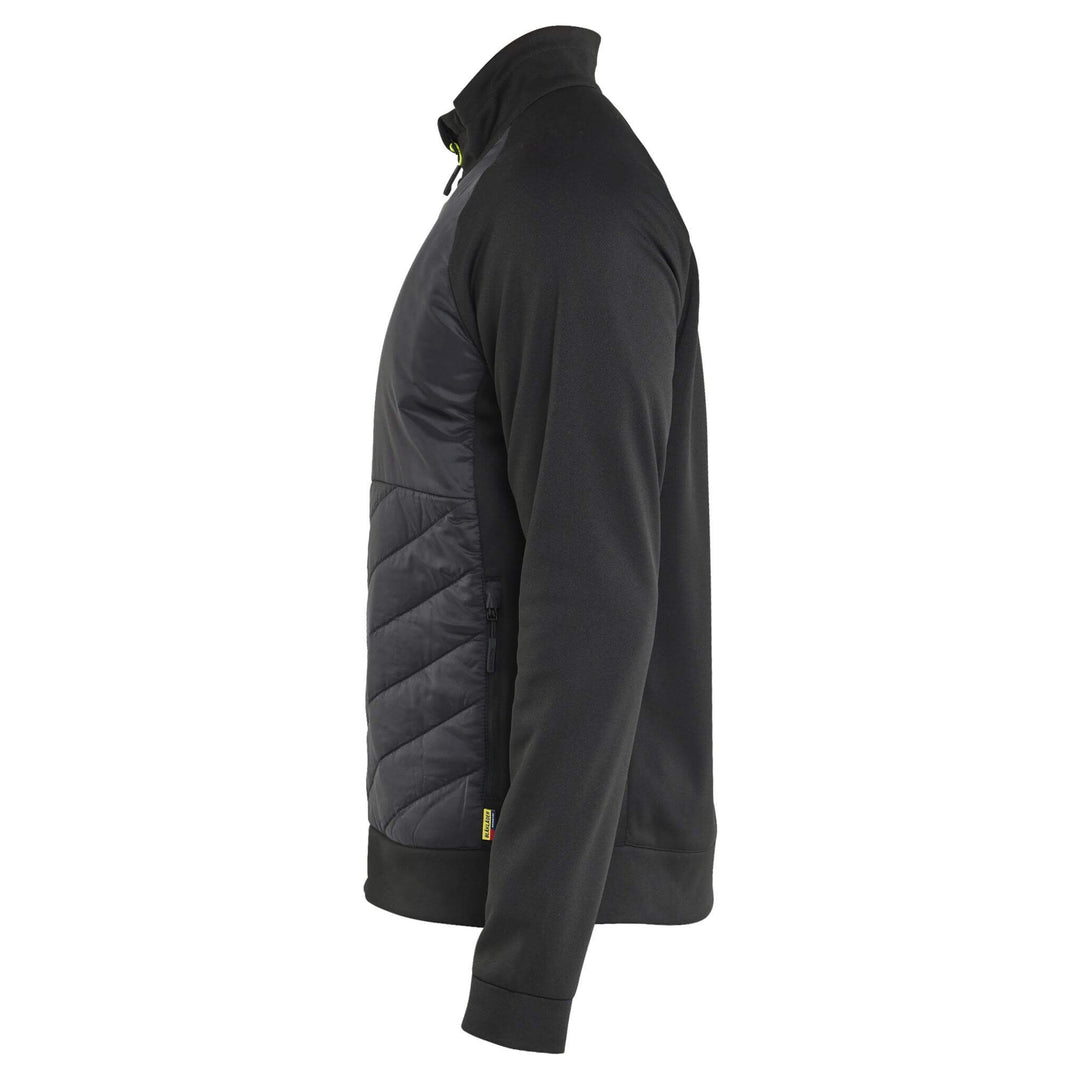 Blaklader 34182526 Zip Hybrid Sweatshirt Jacket Black/Hi-Vis Yellow Left #colour_black-hi-vis-yellow