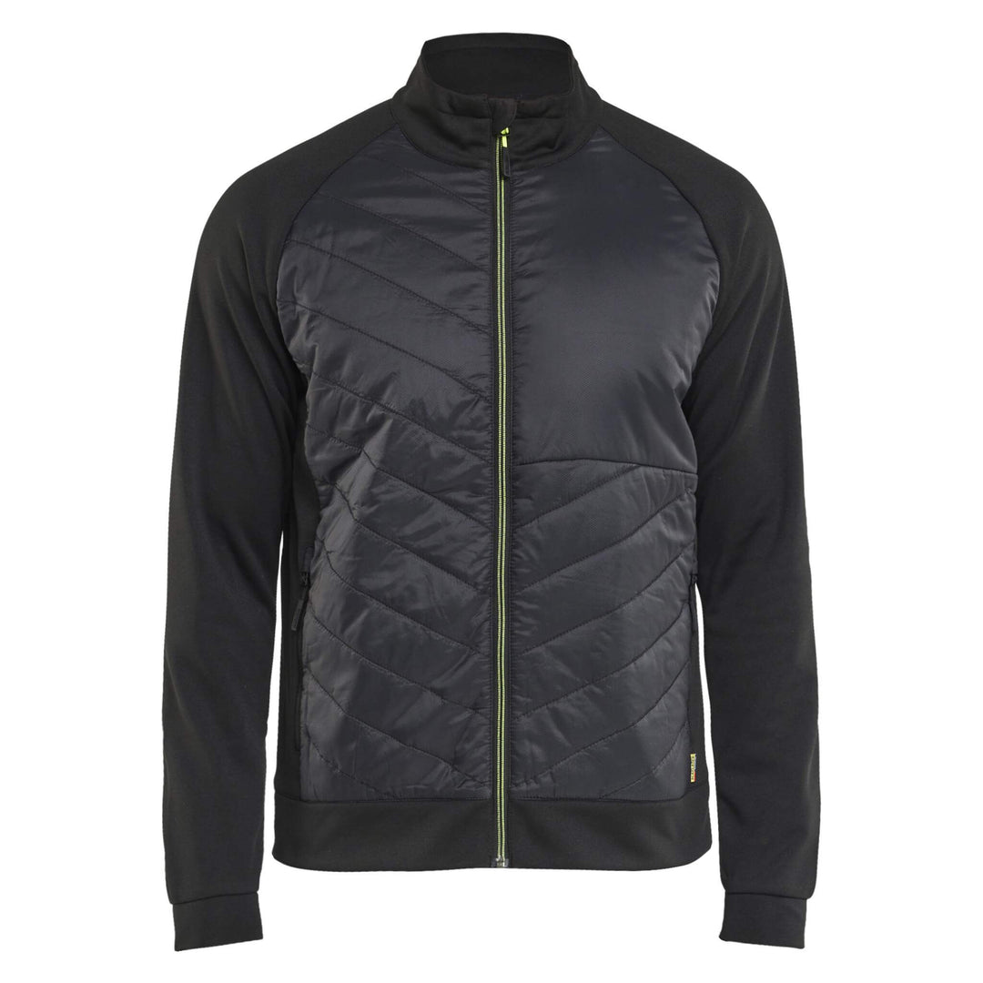 Blaklader 34182526 Zip Hybrid Sweatshirt Jacket Black/Hi-Vis Yellow Main #colour_black-hi-vis-yellow