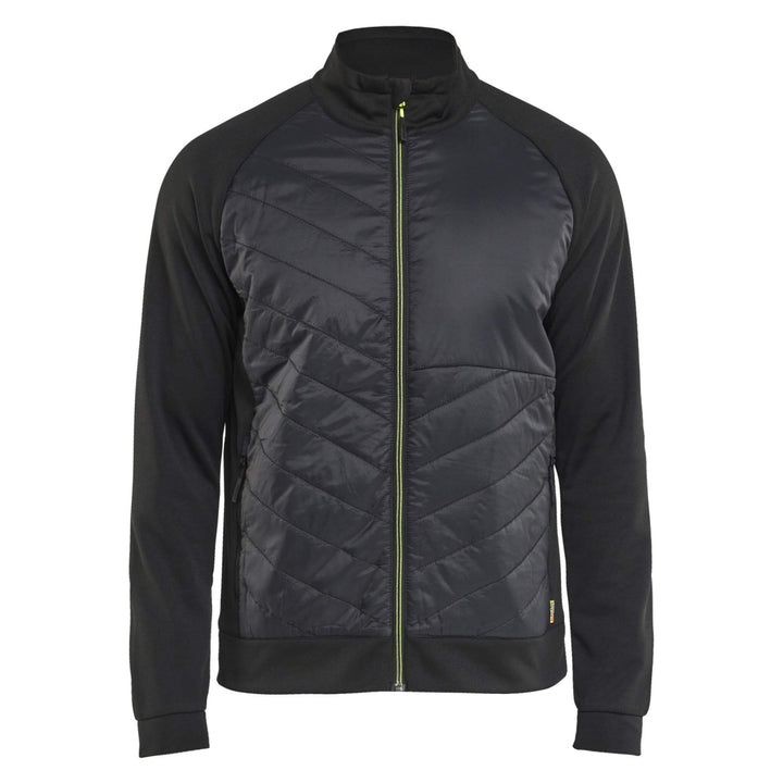 Blaklader 34182526 Zip Hybrid Sweatshirt Jacket Black/Hi-Vis Yellow Main #colour_black-hi-vis-yellow
