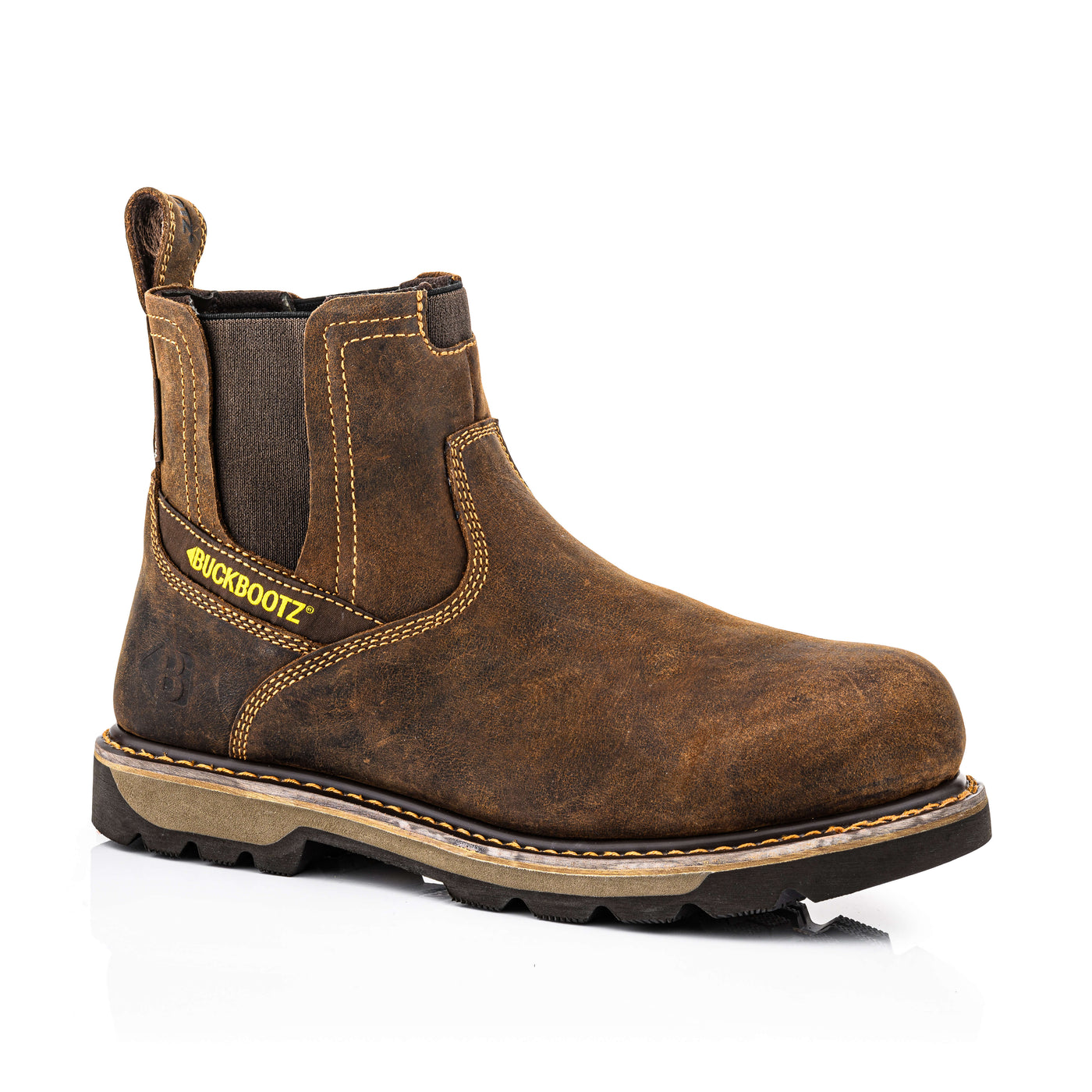 Buckbootz B1180 Waterproof Goodyear Welted Safety Dealer Boots Brown 1#colour_brown
