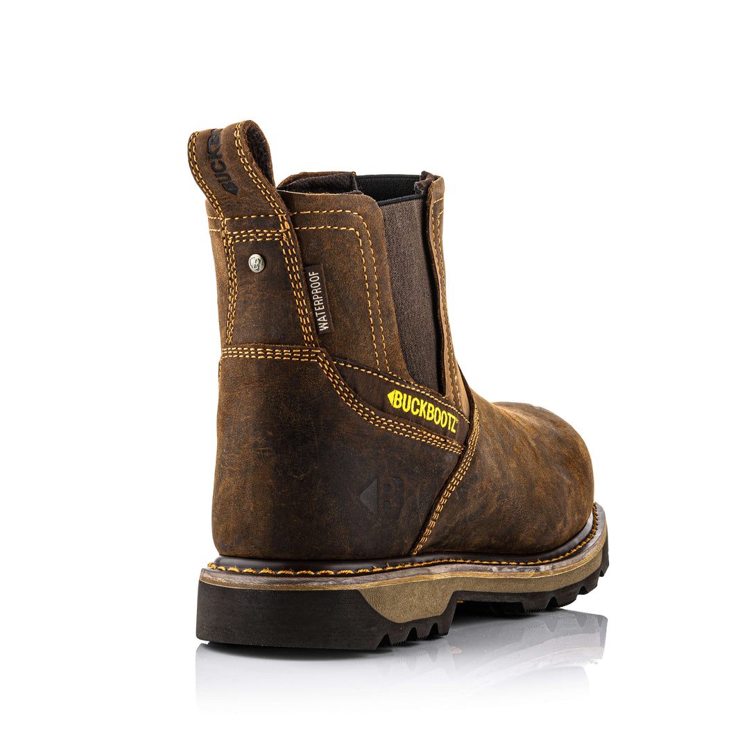 Buckbootz B1180 Waterproof Goodyear Welted Safety Dealer Boots Brown 2#colour_brown