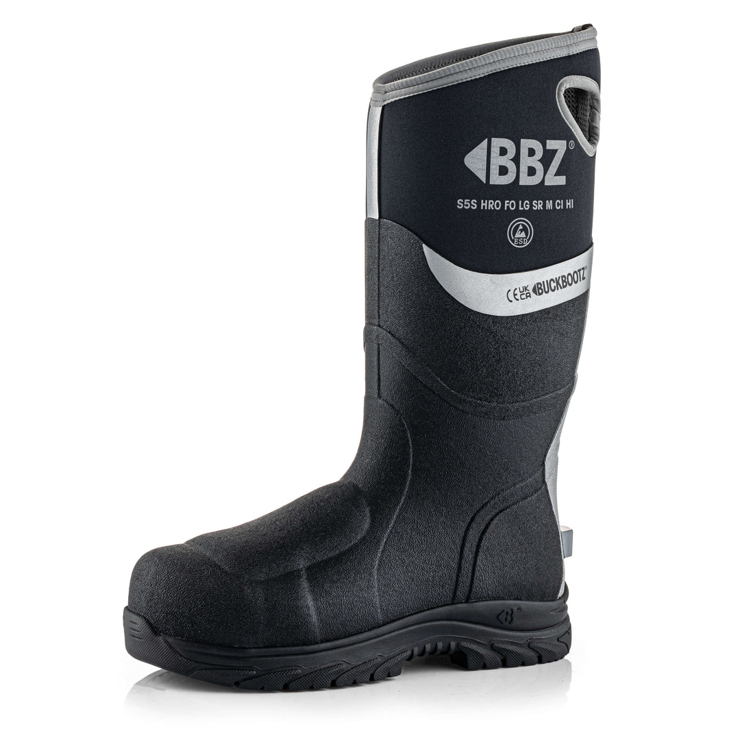 Buckbootz BBZ9000 Safety Wellington Boots S5 Neoprene &amp; Rubber Insulated Buckler Boots Black 1