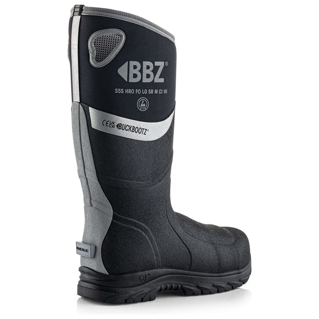 Buckbootz BBZ9000 Safety Wellington Boots S5 Neoprene &amp; Rubber Insulated Buckler Boots Black 5