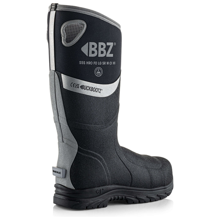 Buckbootz BBZ9000 Safety Wellington Boots S5 Neoprene &amp; Rubber Insulated Buckler Boots Black 5