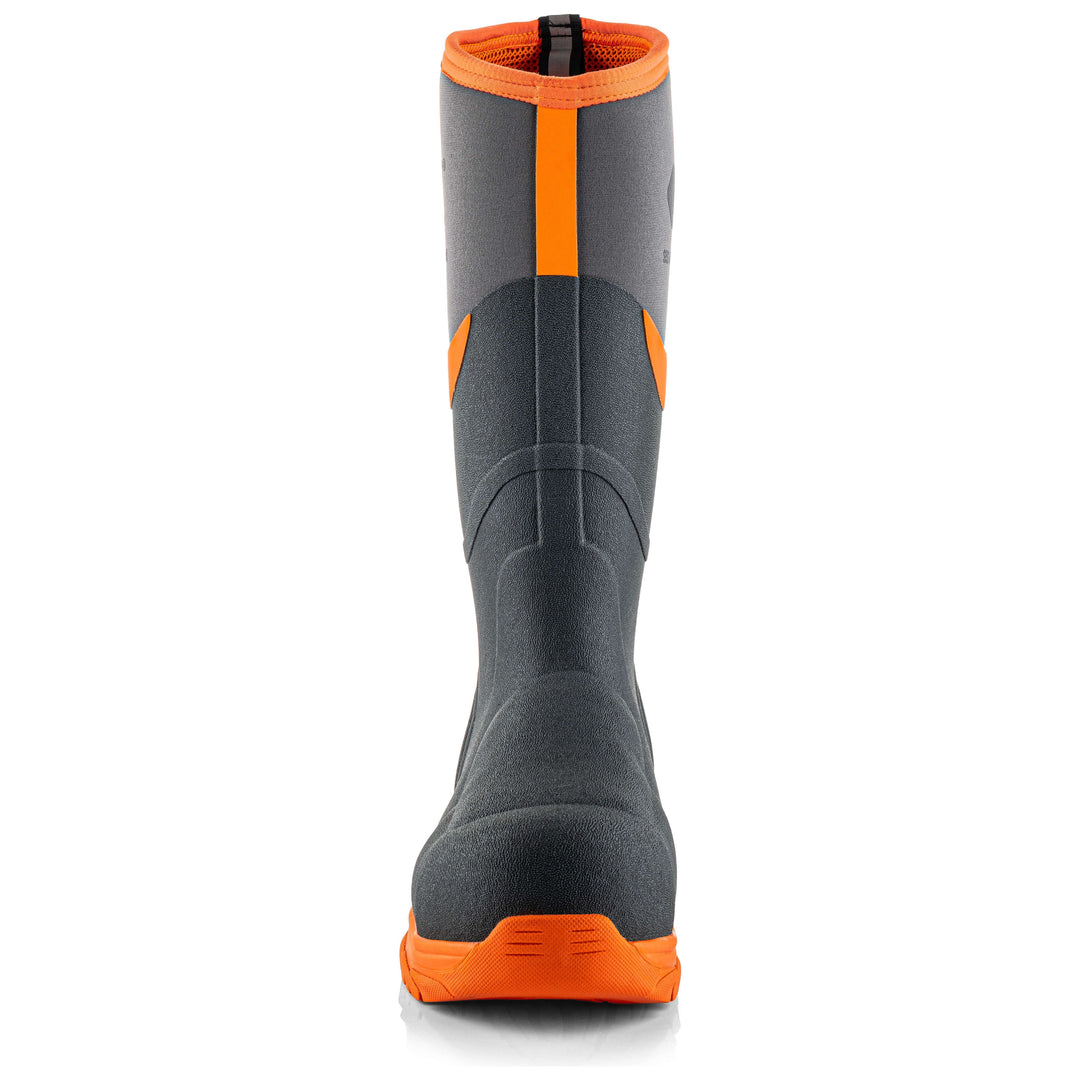 Buckbootz BBZ9000 Safety Wellington Boots S5 Neoprene &amp; Rubber Insulated Buckler Boots Grey/Orange 6