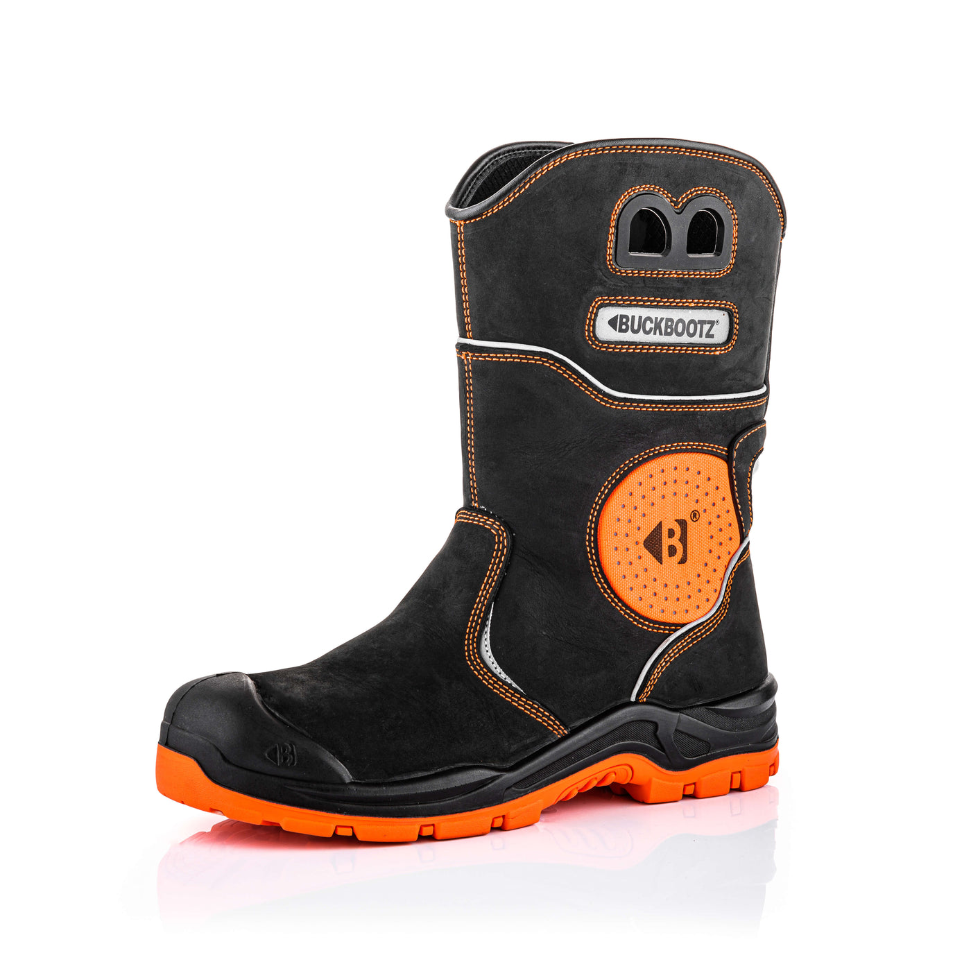 Buckbootz BVIZ5 Composite Toe Cap Hi-Vis Buckler Safety Rigger Boots Black/Hi-Vis Orange 1#colour_black-hi-vis-orange