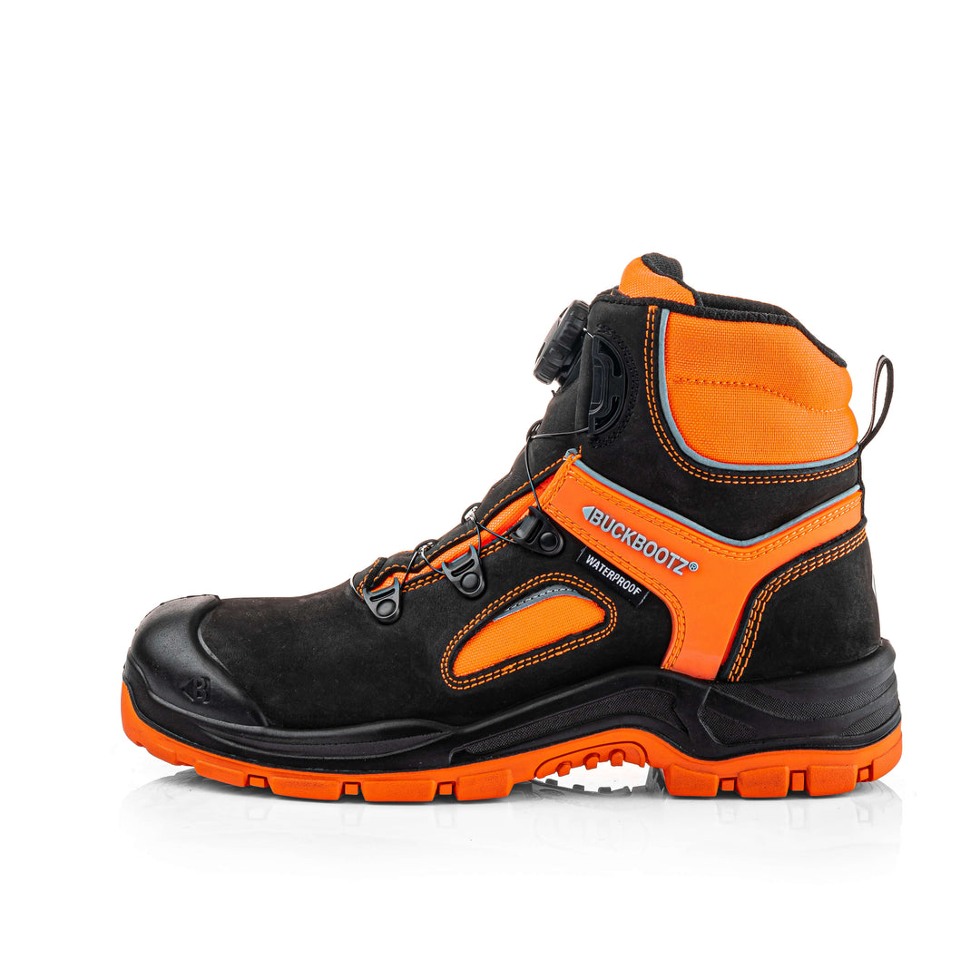Buckbootz BVIZ7 Hi Vis S7S Safety Boots Waterproof Buckler Boots Black/Hi-Vis Orange 2#colour_black-hi-vis-orange