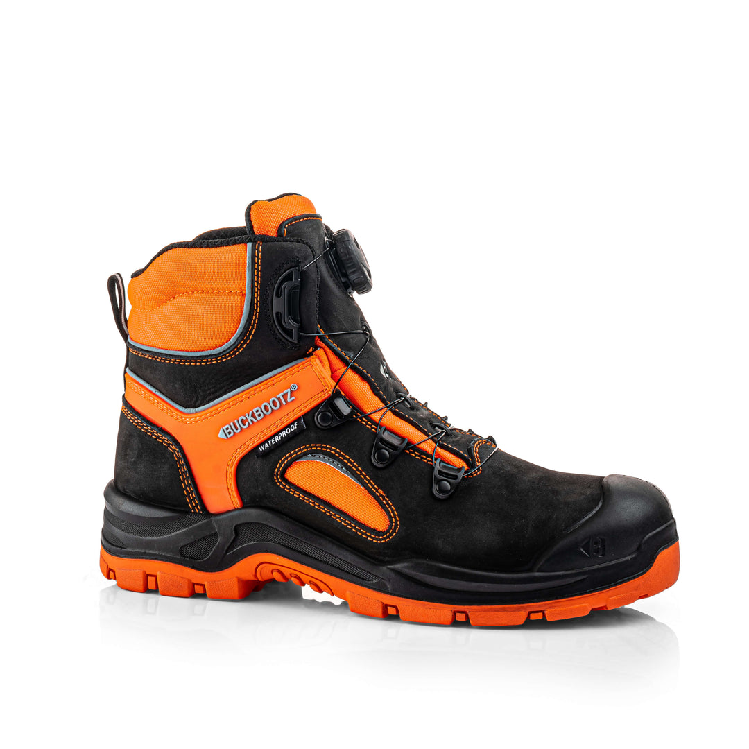 Buckbootz BVIZ7 Hi Vis S7S Safety Boots Waterproof Buckler Boots Black/Hi-Vis Orange 3#colour_black-hi-vis-orange