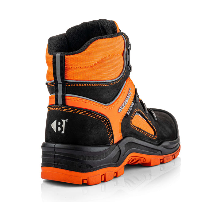 Buckbootz BVIZ7 Hi Vis S7S Safety Boots Waterproof Buckler Boots Black/Hi-Vis Orange 5#colour_black-hi-vis-orange