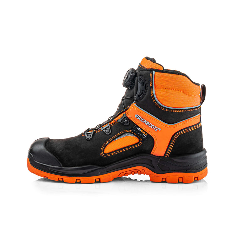 Buckbootz BVIZ7 Hi Vis S7S Safety Boots Waterproof Buckler Boots Black/Hi-Vis Orange 6#colour_black-hi-vis-orange
