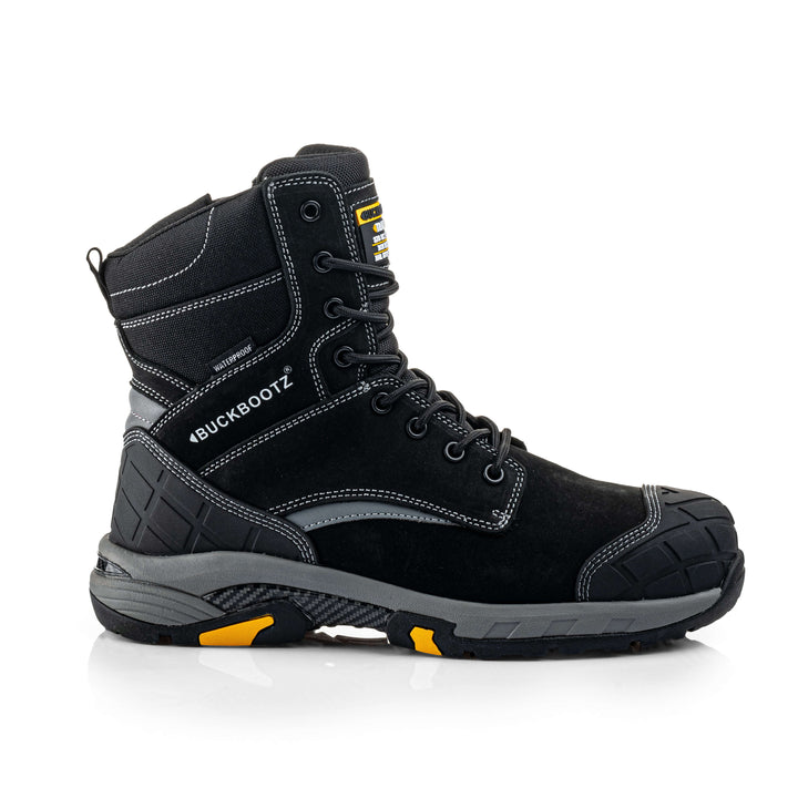 Buckbootz Tradez Blastz Black S7S Safety Lightweight  High Leg Waterproof Buckler Boots with Size Zip Black 2#colour_black
