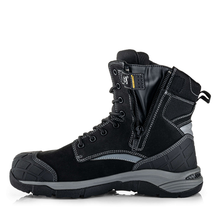 Buckbootz Tradez Blastz Black S7S Safety Lightweight  High Leg Waterproof Buckler Boots with Size Zip Black 5#colour_black