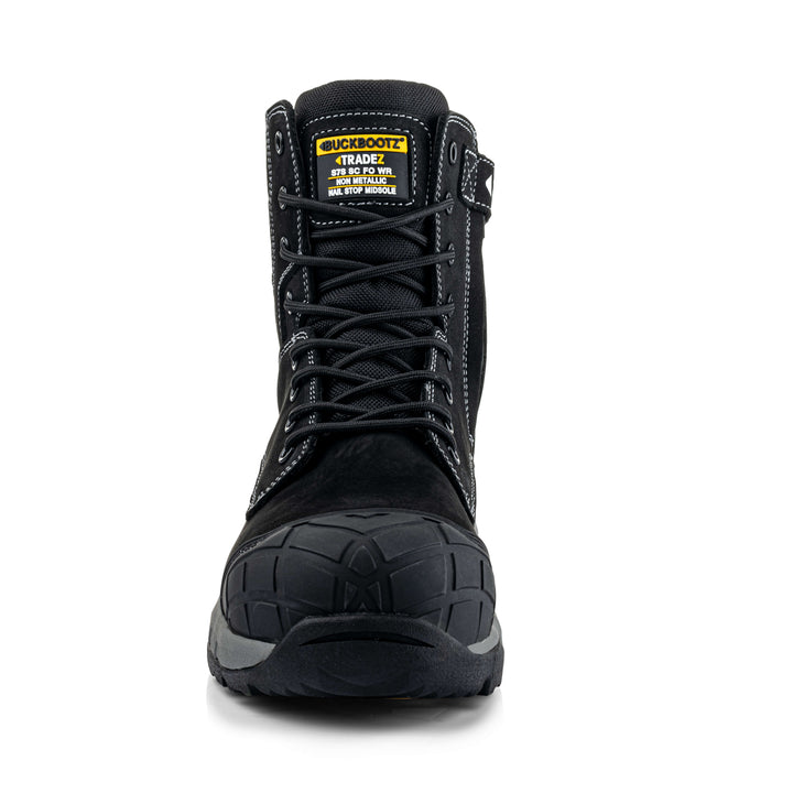 Buckbootz Tradez Blastz Black S7S Safety Lightweight  High Leg Waterproof Buckler Boots with Size Zip Black 6#colour_black