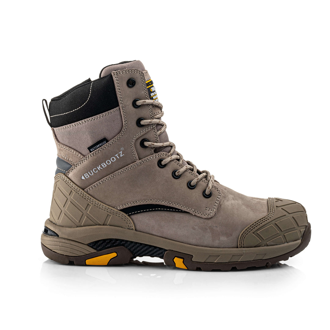 Buckbootz Tradez Blastz S7S Safety Lightweight  High Leg Waterproof Buckler Boots with Size Zip Stone 2#colour_stone