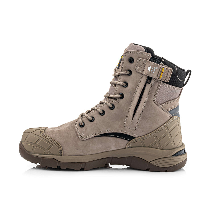 Buckbootz Tradez Blastz S7S Safety Lightweight  High Leg Waterproof Buckler Boots with Size Zip Stone 4#colour_stone