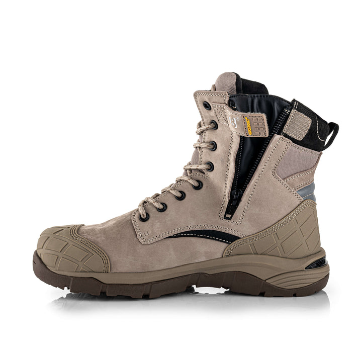 Buckbootz Tradez Blastz S7S Safety Lightweight  High Leg Waterproof Buckler Boots with Size Zip Stone 5#colour_stone