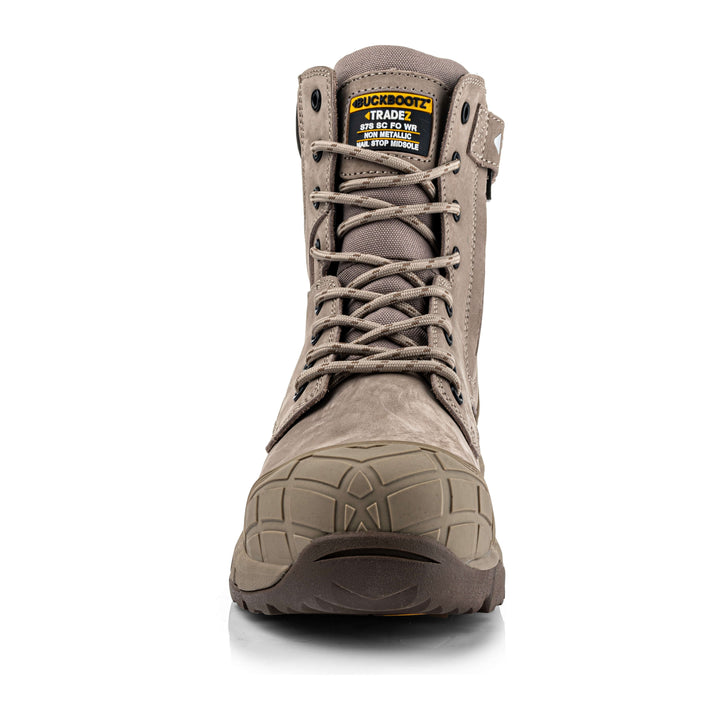 Buckbootz Tradez Blastz S7S Safety Lightweight  High Leg Waterproof Buckler Boots with Size Zip Stone 6#colour_stone