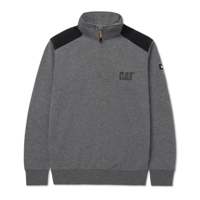Caterpillar Essential 1/4 Zip Sweatshirt Dark Heather Grey 1#colour_dark-heather-grey