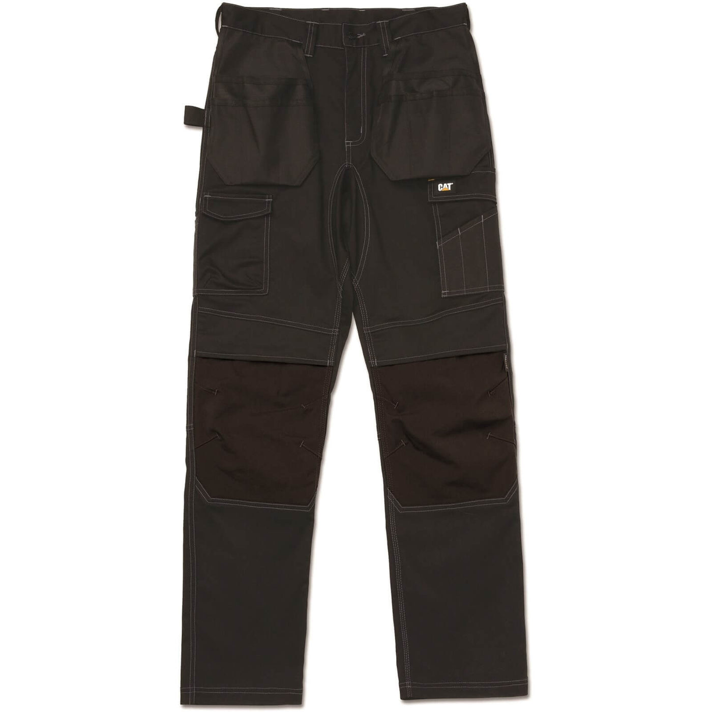 Caterpillar Essential Grey Knee Pad Holster Pocket Stretch Trousers Dark Shadow Black 1#colour_dark-shadow-black