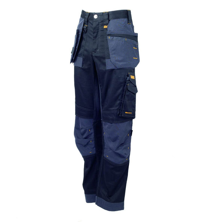 DeWalt Harrison Slim Fit Stretch Trousers Black Grey Side 1 