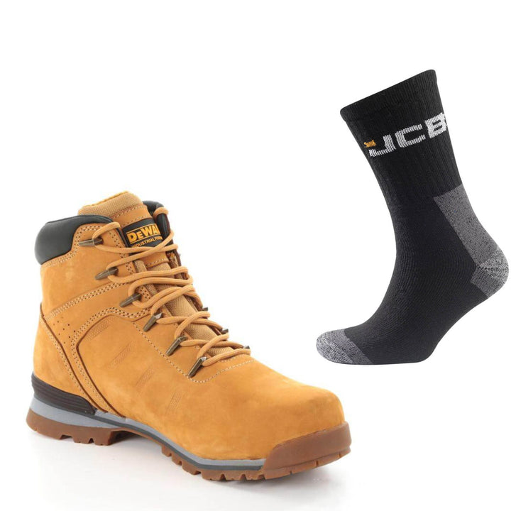 DeWalt Carlisle Special Offer Pack - DeWalt Carlisle Wheat Nubuck Lightweight Safety Boots + 3 Pairs Work Socks