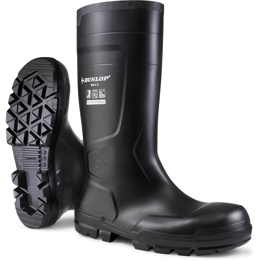 Dunlop Work-It Black S5 Steel Toe Cap Full Safety Wellies