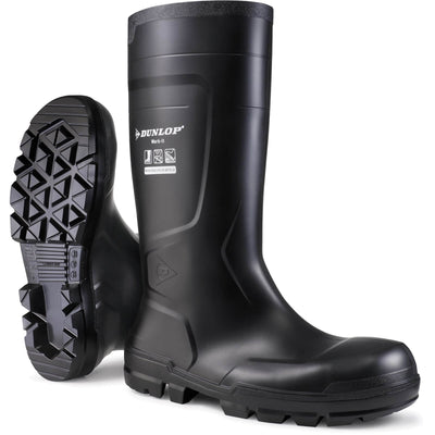 Dunlop Work-It Black S5 Steel Toe Cap Full Safety Wellies Black 1#colour_black