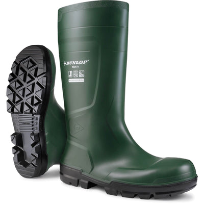 Dunlop Work-It Green S5 Steel Toe Cap Full Safety Wellies Green 1#colour_green