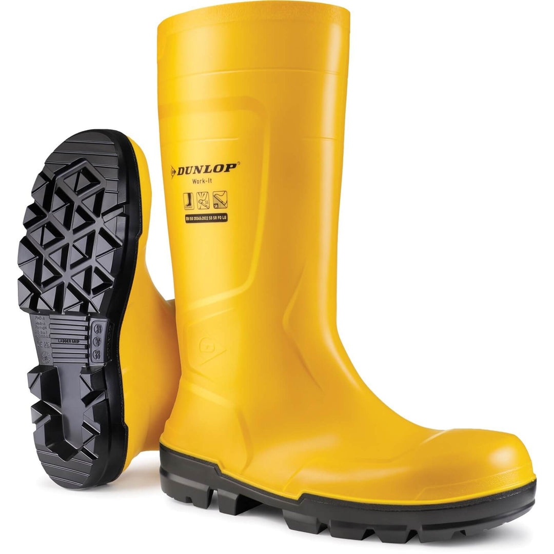 Ladies Boots Wide Calf Steel Toe Cap Wellies Dunlop Work-It Yellow