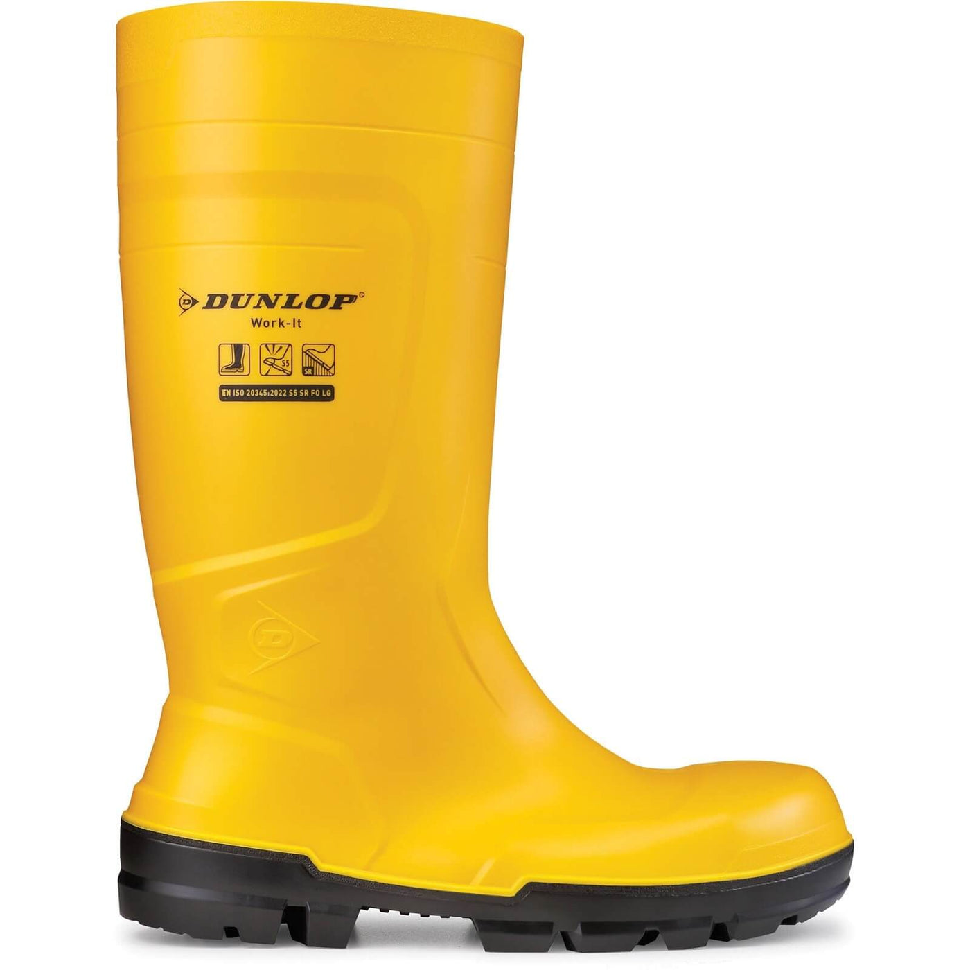 Dunlop Work-It Yellow S5 Steel Toe Cap Full Safety Wellies Yellow 4#colour_yellow