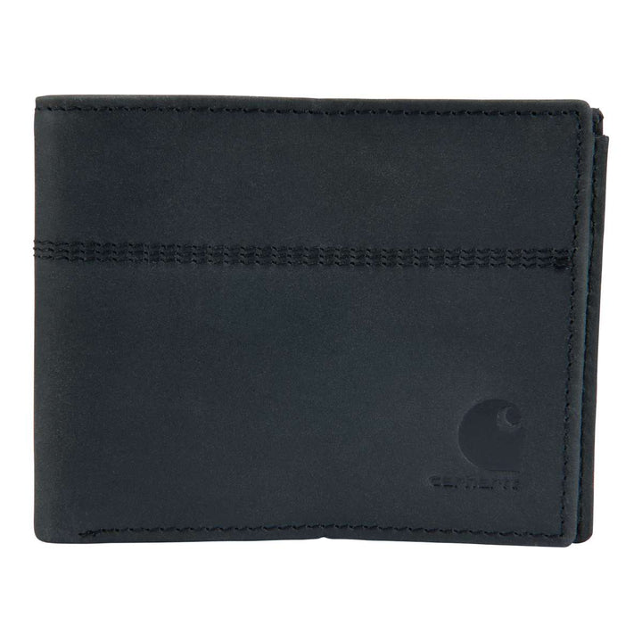 Carhartt Saddle Leather Bifold Wallet B0000207 Front Black #colour_black