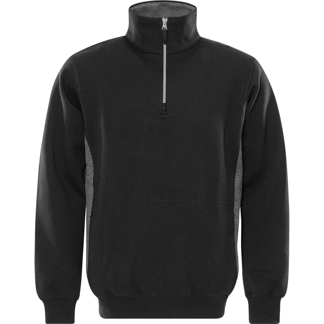 Fristads Acode Half-Zip Sweatshirt - 1705 DF Black Front1#colour_black