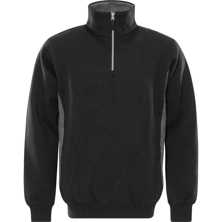 Fristads Acode Half-Zip Sweatshirt - 1705 DF Black Front1#colour_black