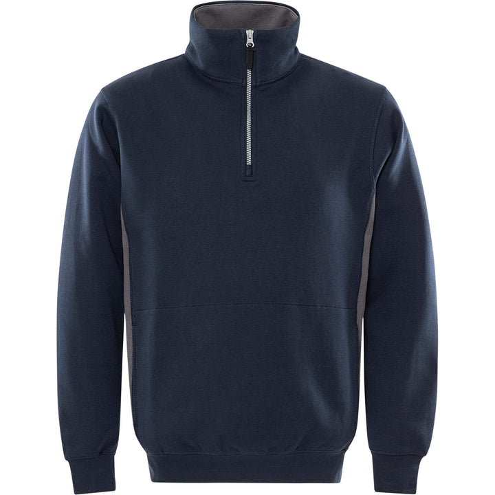 Fristads Acode Half-Zip Sweatshirt - 1705 DF Navy/Grey Front1#colour_navy-grey