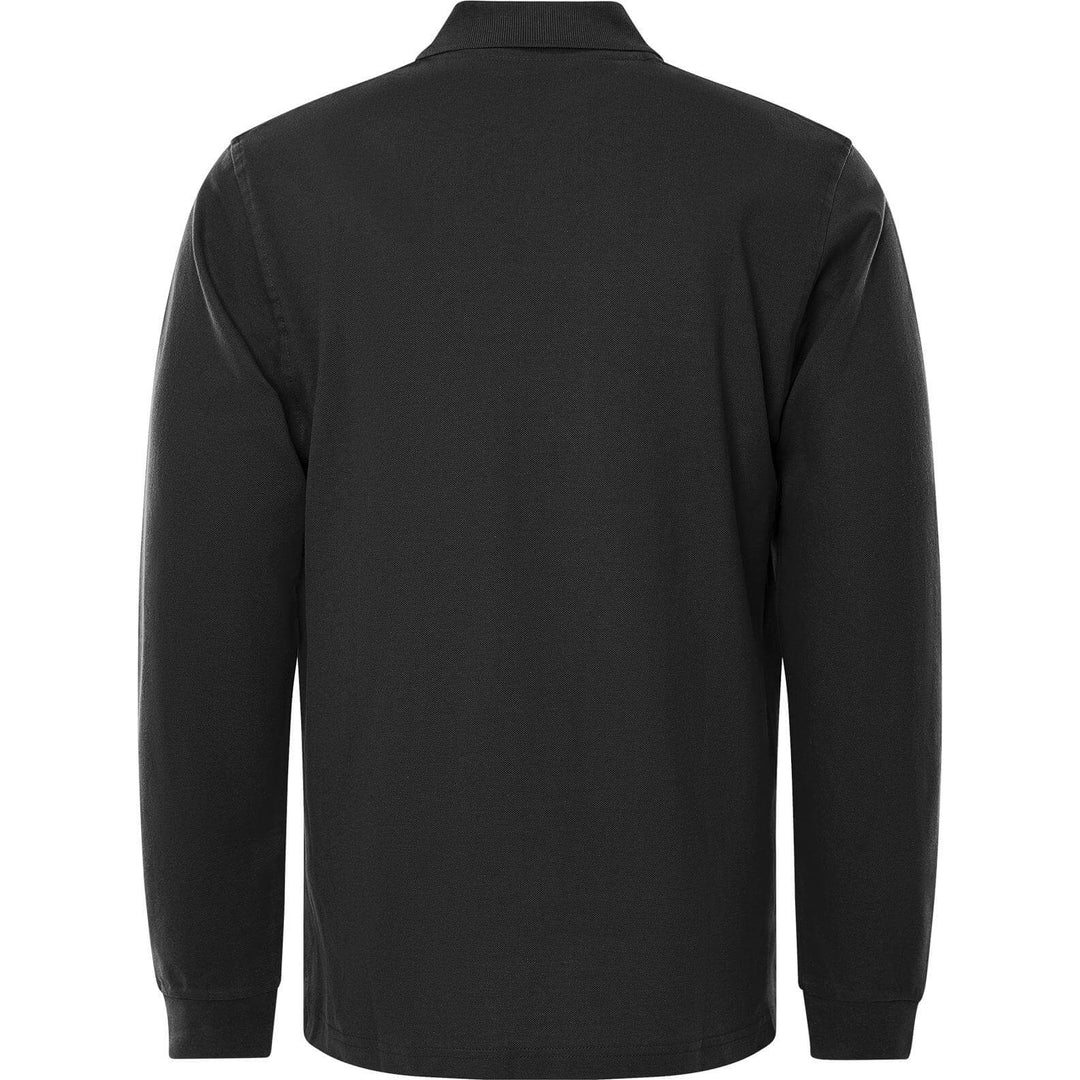 Fristads Acode Heavy Long Sleeve Polo Shirt - 1722 PIQ Black Back1#colour_black