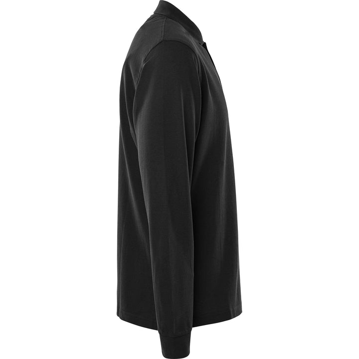 Fristads Acode Heavy Long Sleeve Polo Shirt - 1722 PIQ Black Back3#colour_black
