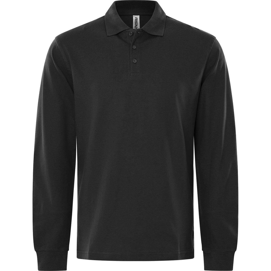 Fristads Acode Heavy Long Sleeve Polo Shirt - 1722 PIQ Black Front1#colour_black