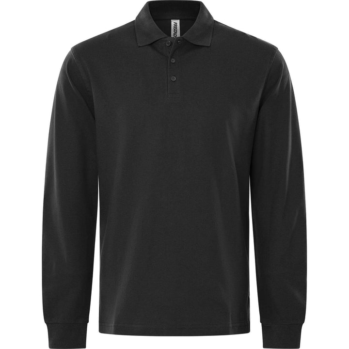 Fristads Acode Heavy Long Sleeve Polo Shirt - 1722 PIQ Black Front1#colour_black