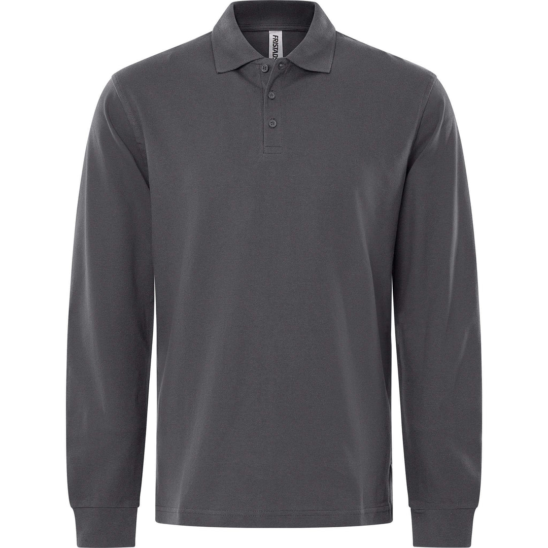 Fristads Acode Heavy Long Sleeve Polo Shirt - 1722 PIQ Dark Grey Front1#colour_dark-grey