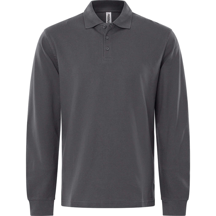 Fristads Acode Heavy Long Sleeve Polo Shirt - 1722 PIQ Dark Grey Front1#colour_dark-grey