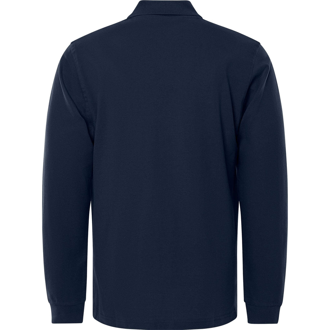 Fristads Acode Heavy Long Sleeve Polo Shirt - 1722 PIQ Dark Navy Back1#colour_dark-navy