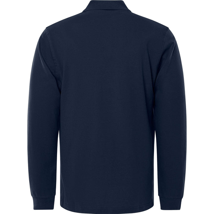 Fristads Acode Heavy Long Sleeve Polo Shirt - 1722 PIQ Dark Navy Back1#colour_dark-navy