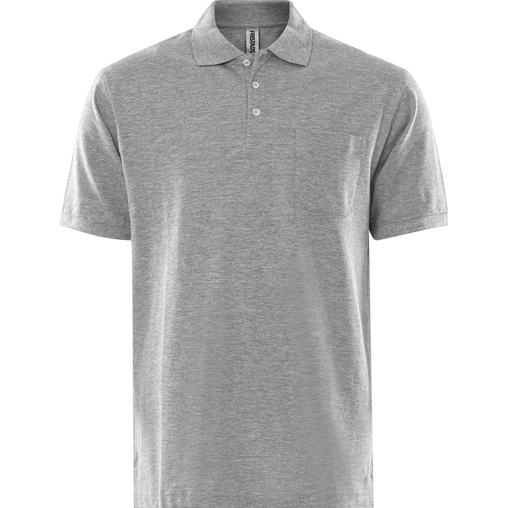 Fristads Acode Heavy Polo Shirt - 1721 PIQ Light Grey Front1#colour_light-grey