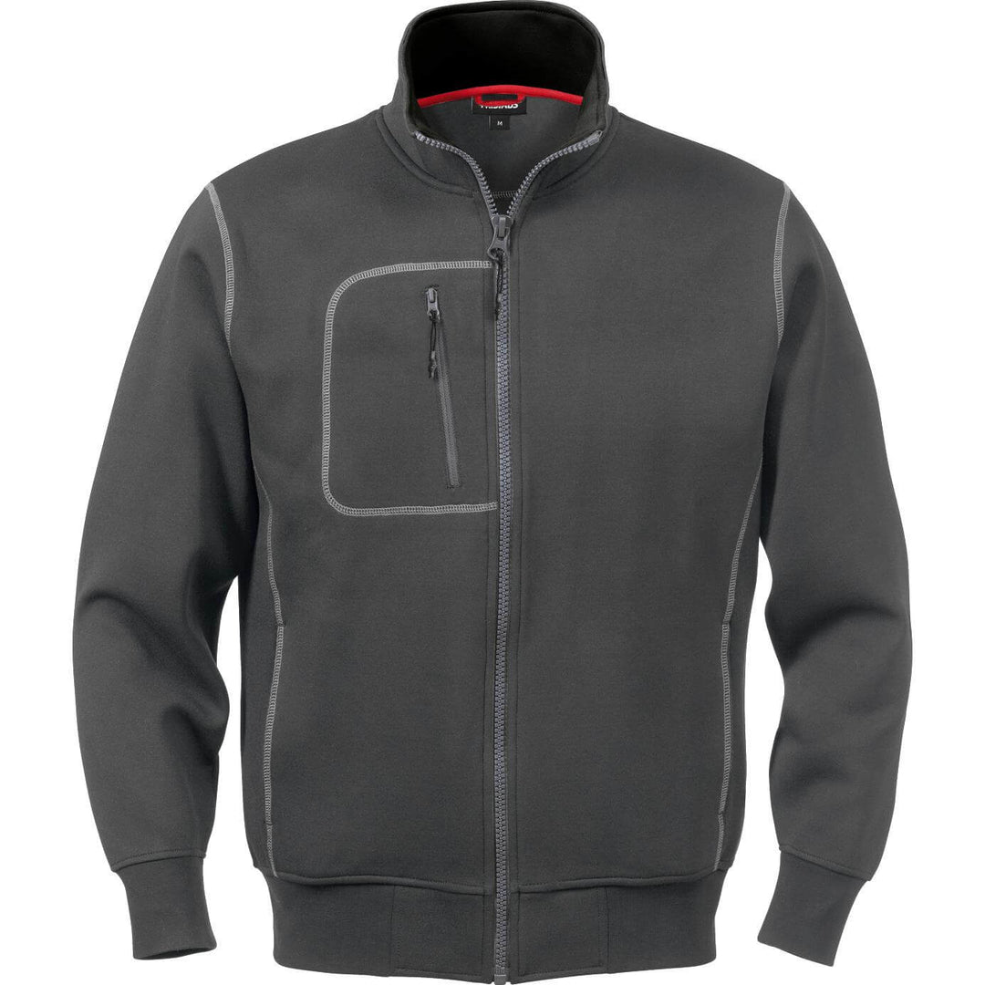 Fristads Acode Sweatshirt Jacket - 1747 DF Dark Grey Front1#colour_dark-grey