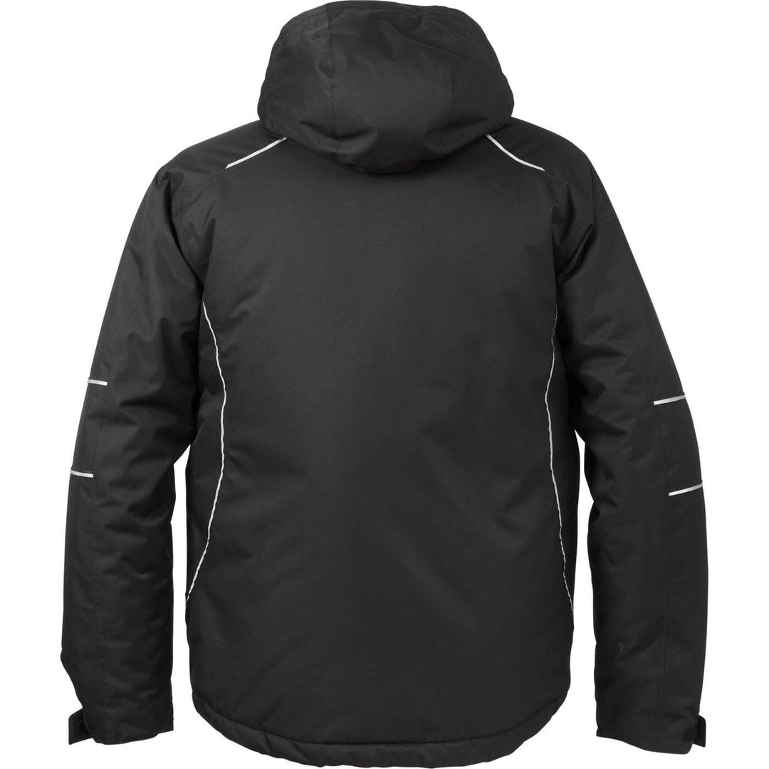 Fristads Acode Waterproof Insulated Winter Jacket with Detachable Hood- 1407 BPW Black Back1#colour_black