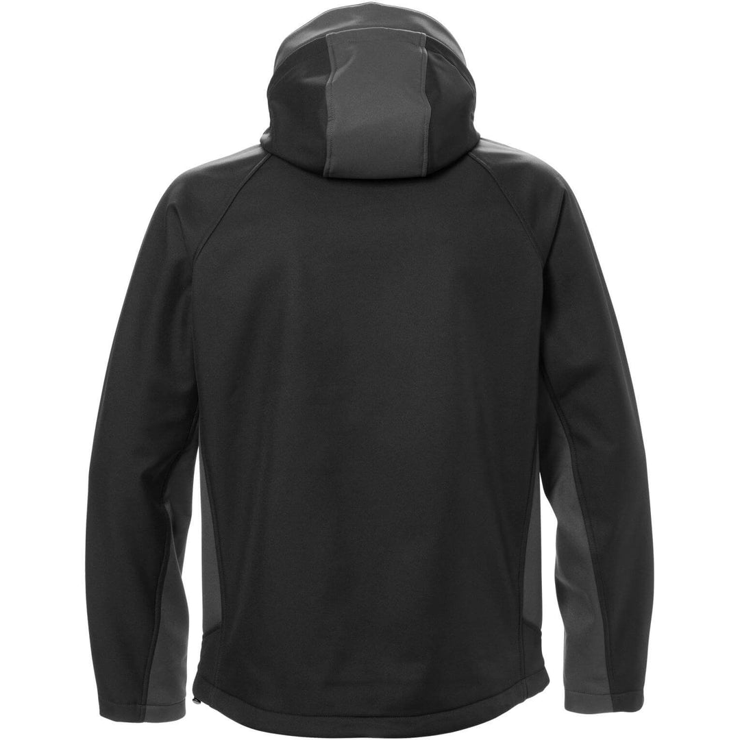 Fristads Acode Windproof Detachable Hood Softshell Jacket - 1414 SHI Black/Grey Back1#colour_black-grey